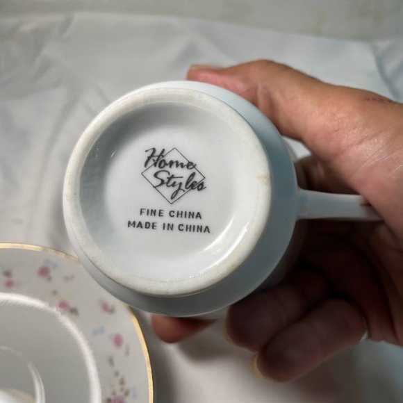 Home Styles Fine China Pink Floral Gold Trim Cup and Saucer Made in China - Picture 10 of 10